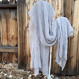 Grey Semi Sheer Pleated Lightweight Scarf 34x78